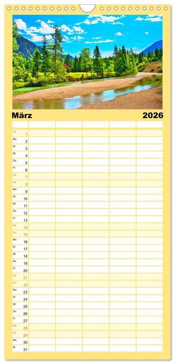 Produktbild: Familienplaner 2026 - Europa durchwandern mit 5 Spalten (Wandkalender, 21 x 45 cm) CALVENDO