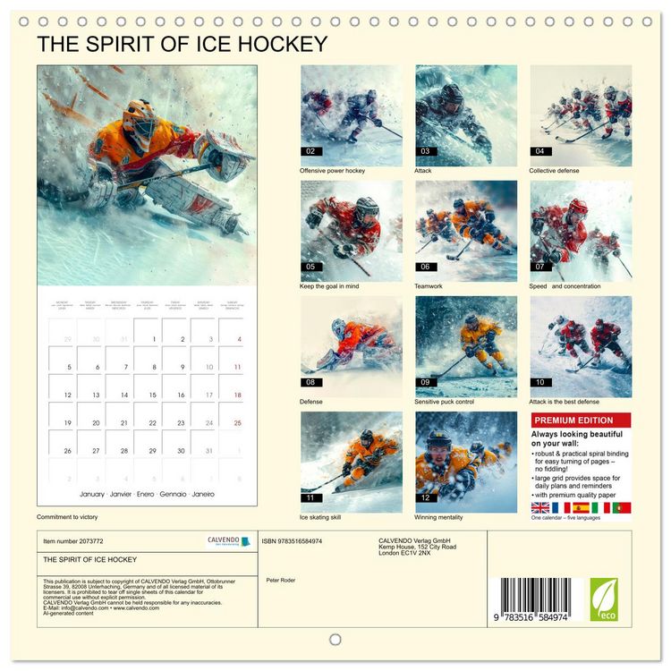 Produktbild: THE SPIRIT OF ICE HOCKEY (Wall Calendar 2026 12 &times; 12 Inch) CALVENDO 12 Month Wall Calendar