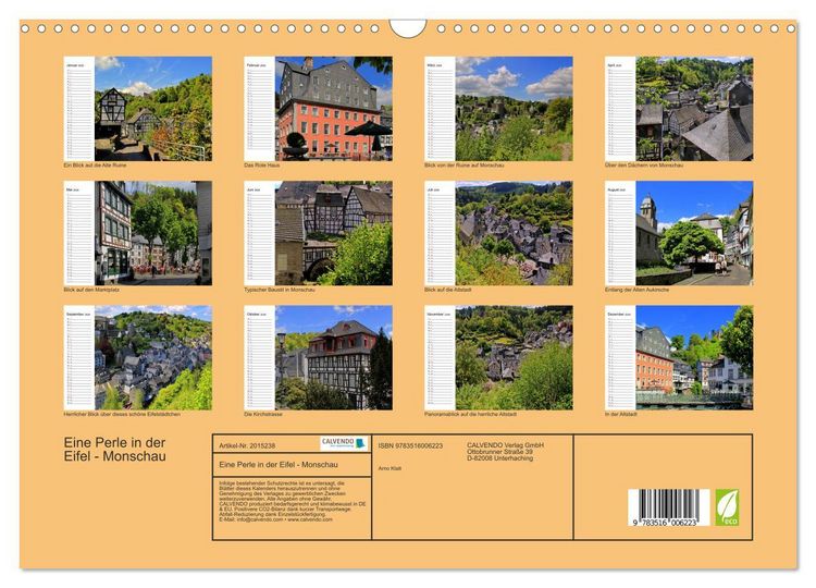 Produktbild: Eine Perle in der Eifel - Monschau (Wandkalender 2026 DIN A3 quer), CALVENDO Monatskalender