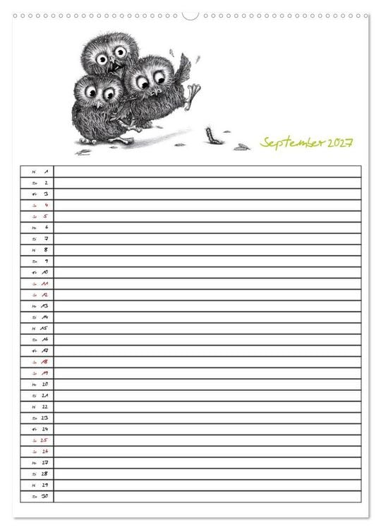 Produktbild: Tieronisch Eulen (Wandkalender 2027 DIN A2 hoch), CALVENDO Monatskalender