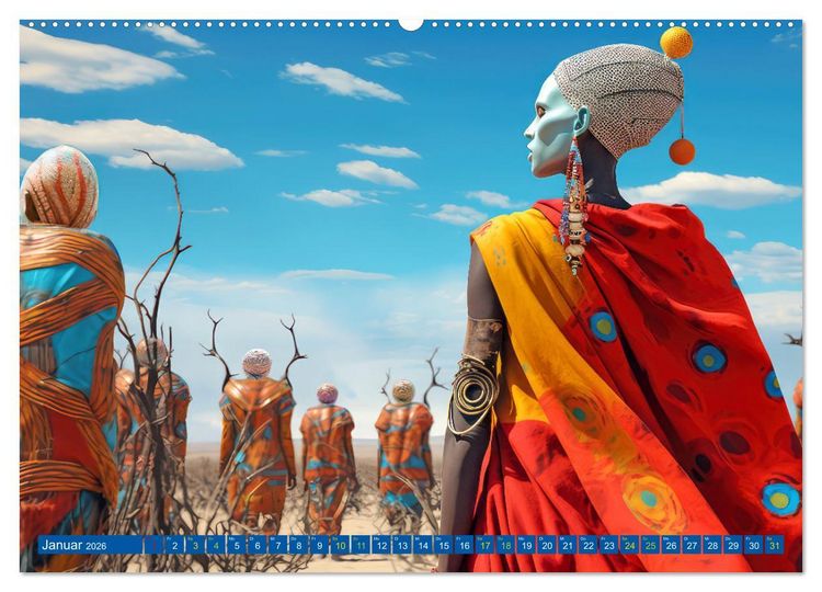 Produktbild: Surrealistische Bilder - Inspiriert von den Massai (Wandkalender 2026 DIN A2 quer), CALVENDO Monatskalender