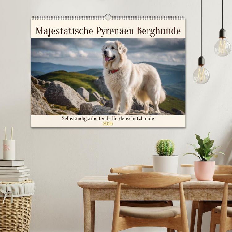 Produktbild: Majest&auml;tische Pyren&auml;en Berghunde (Wandkalender 2026 DIN A2 quer), CALVENDO Monatskalender