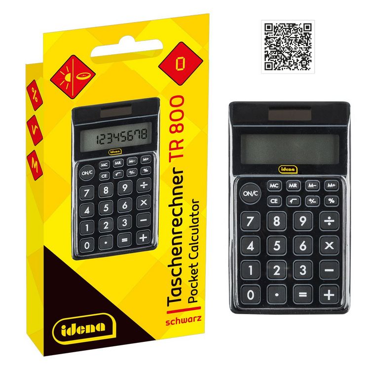 Produktbild: Idena Taschenrechner TR800 8-stelliges Display schwarz