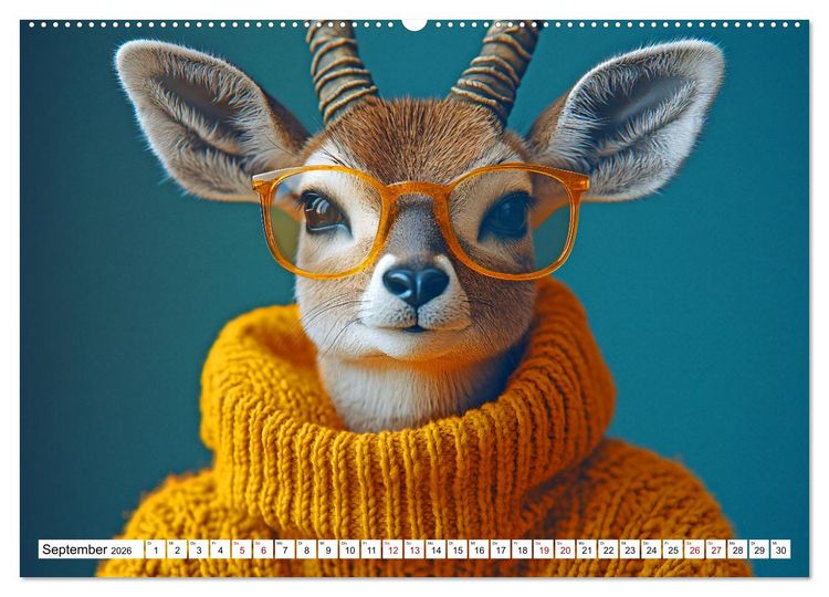 Produktbild: Strick-Pfoten - Flauschige Freunde in gestrickten Meisterwerken (hochwertiger Premium Wandkalender 2026 DIN A2 quer), Kunstdruck in Hochglanz