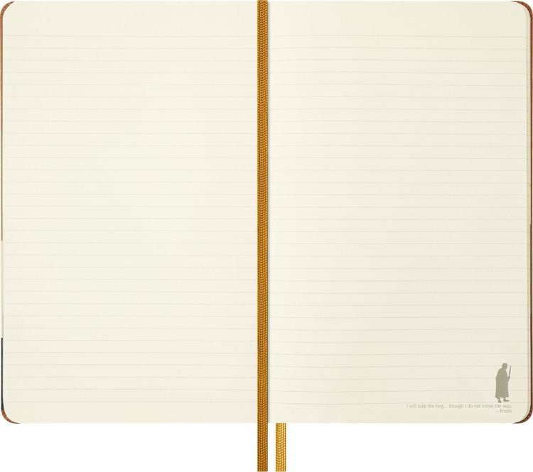 Produktbild: Moleskine Der Herr der Ringe Premium Box, Notizbuch L/A5, liniert, fester Einband, Kaweco Gelroller, der Herr der Ringe Pins (2er-Set), wiederverwendbare thematische Box