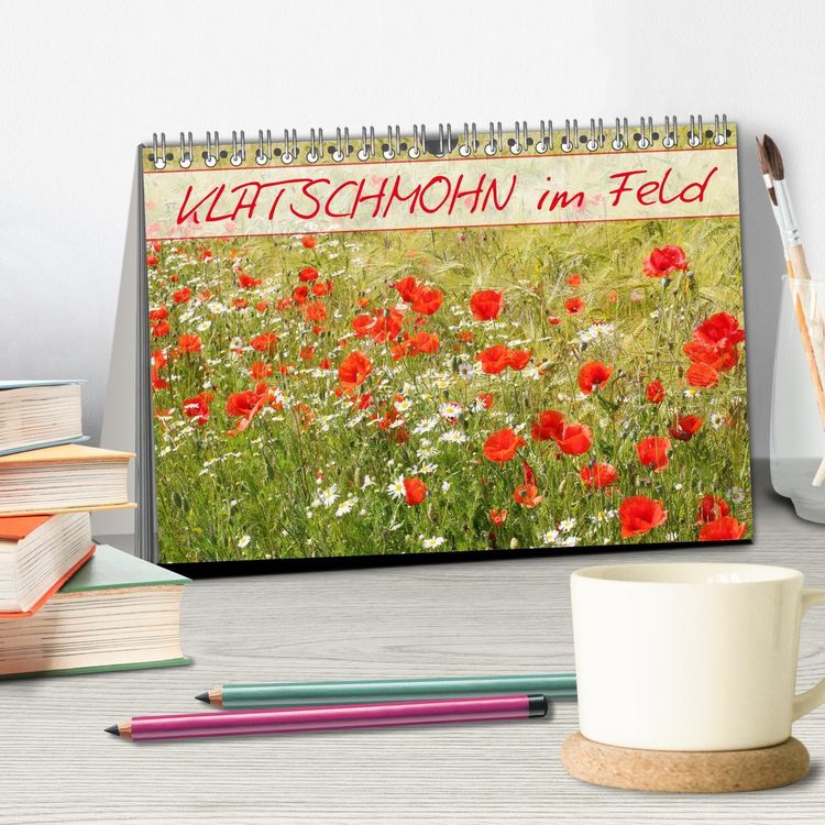 Produktbild: Klatschmohn im Feld (Tischkalender 2026 DIN A5 quer), CALVENDO Monatskalender
