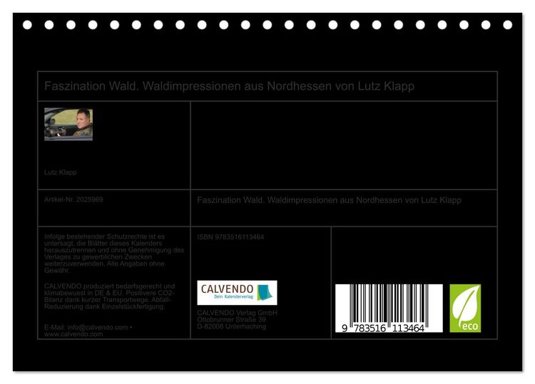 Produktbild: Faszination Wald. Waldimpressionen aus Nordhessen von Lutz Klapp (Tischkalender 2026 DIN A5 quer), CALVENDO Monatskalender