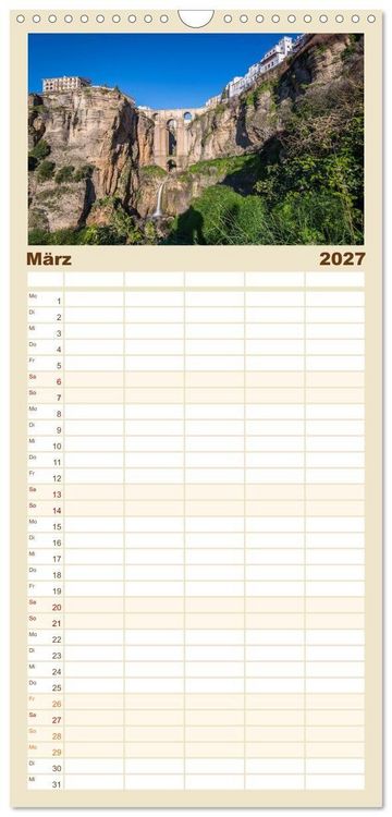 Produktbild: Familienplaner 2027 - Andalusien mit 5 Spalten (Wandkalender, 21 x 45 cm) CALVENDO