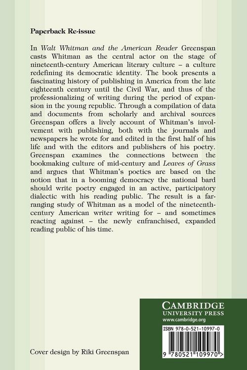 Produktbild: Walt Whitman and the American Reader