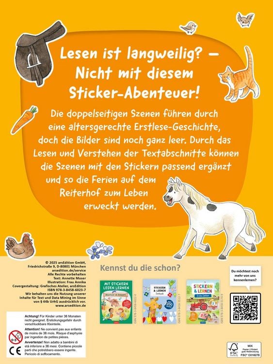 Produktbild: Mit Stickern Lesen lernen &ndash; Ferien auf dem Reiterhof