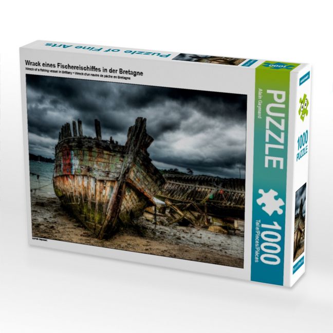 Produktbild: CALVENDO Puzzle Wrack eines Fischereischiffes in der Bretagne | 1000 Teile Lege-Gr&ouml;&szlig;e 64x48cm Foto-Puzzle f&uuml;r gl&uuml;ckliche Stunden