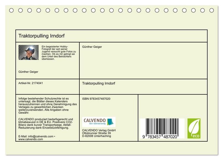 Produktbild: Traktorpulling Irndorf (Tischkalender 2026 DIN A5 quer), CALVENDO Monatskalender