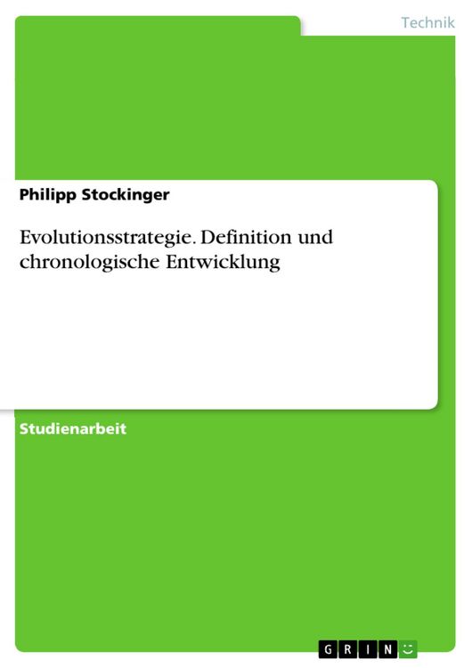 Produktbild: Evolutionsstrategie. Definition und chronologische Entwicklung