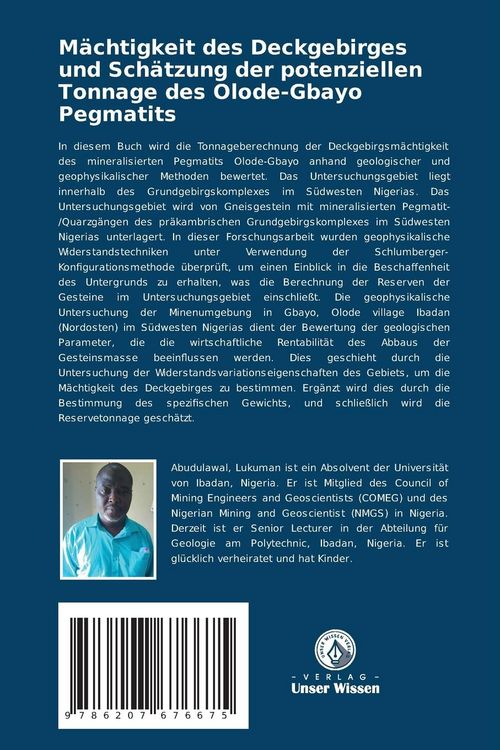 Produktbild: M&auml;chtigkeit des Deckgebirges und Sch&auml;tzung der potenziellen Tonnage des Olode-Gbayo Pegmatits