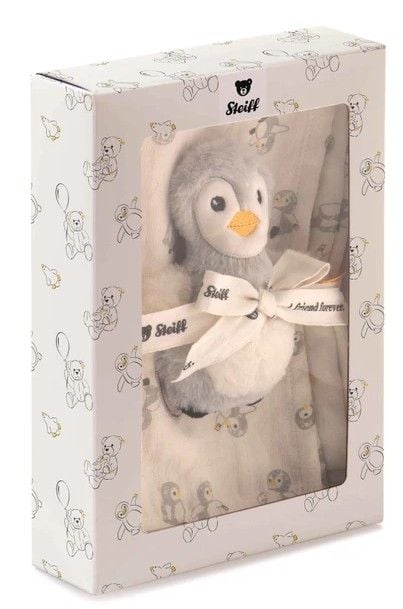 Produktbild: Steiff 242953 - Geschenkset Lio Pinguin Greifling mit Rassel und Spucktuch