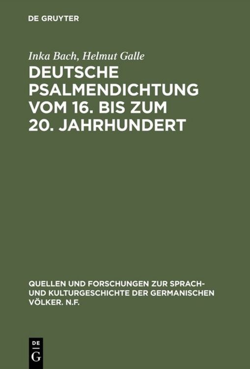 Produktbild: Deutsche Psalmendichtung vom 16. bis zum 20. Jahrhundert