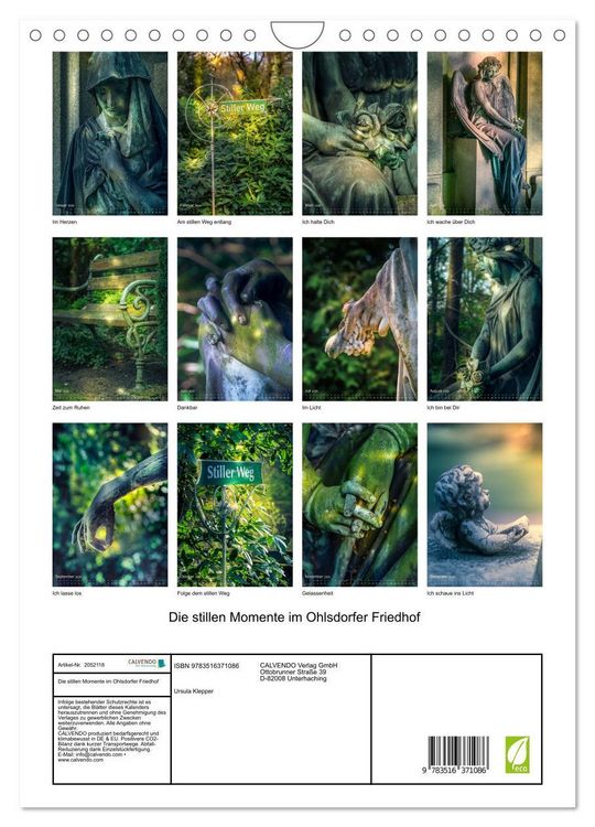 Produktbild: Die stillen Momente im Ohlsdorfer Friedhof (Wandkalender 2026 DIN A4 hoch), CALVENDO Monatskalender