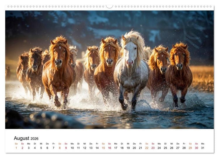 Produktbild: Islandpferde - Freiheit im Blick (hochwertiger Premium Wandkalender 2026 DIN A2 quer), Kunstdruck in Hochglanz