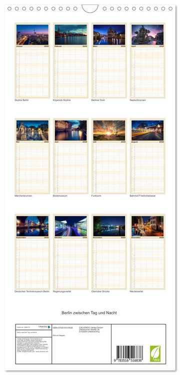 Produktbild: Familienplaner 2026 - Berlin zwischen Tag und Nacht mit 5 Spalten (Wandkalender, 21 x 45 cm) CALVENDO