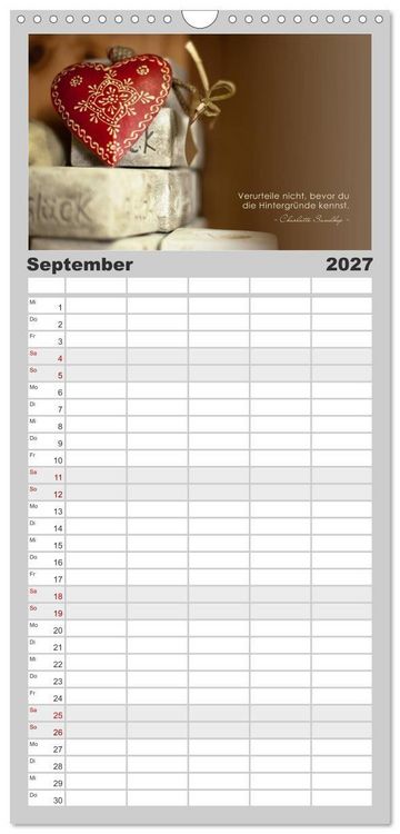 Produktbild: Familienplaner 2027 - Mit guten Gedanken durch das Jahr mit 5 Spalten (Wandkalender, 21 x 45 cm) CALVENDO