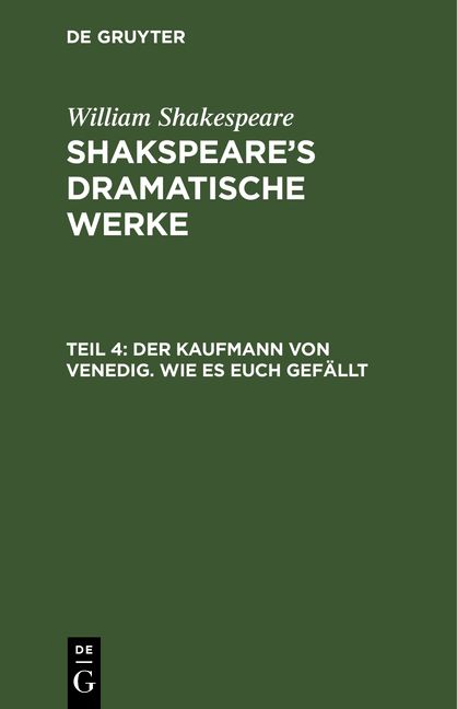 Produktbild: Der Kaufmann von Venedig. Wie es euch gef&auml;llt