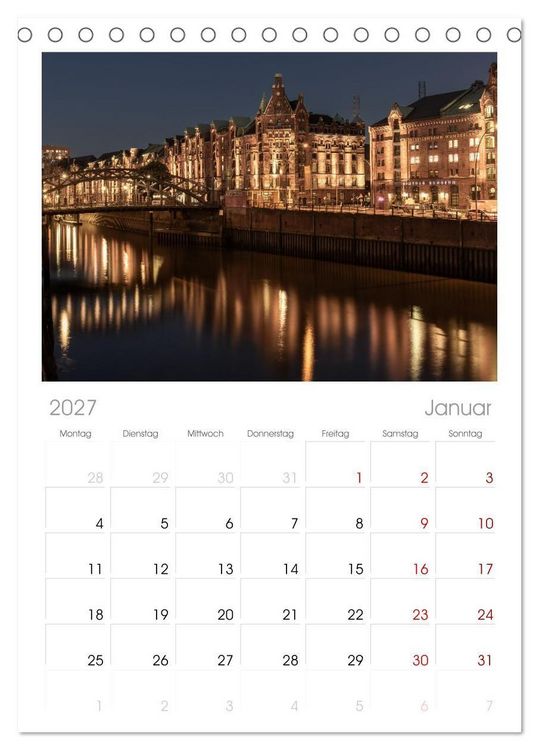 Produktbild: Tischplaner 2027 - Magic Nights Hamburg (A5 Tischkalender zum Aufstellen) CALVENDO