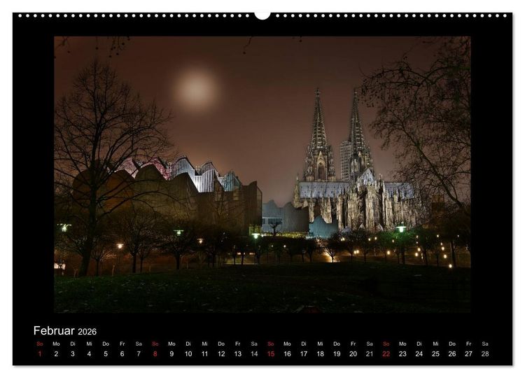 Produktbild: K&ouml;ln &ndash; Nachts 2026 (hochwertiger Premium Wandkalender 2026 DIN A2 quer), Kunstdruck in Hochglanz