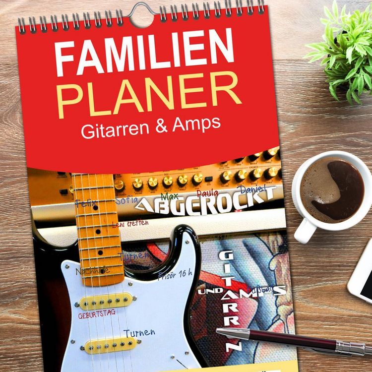 Produktbild: Familienplaner 2026 - Gitarren und Amps - abgerockt mit 5 Spalten (Wandkalender, 21 x 45 cm) CALVENDO