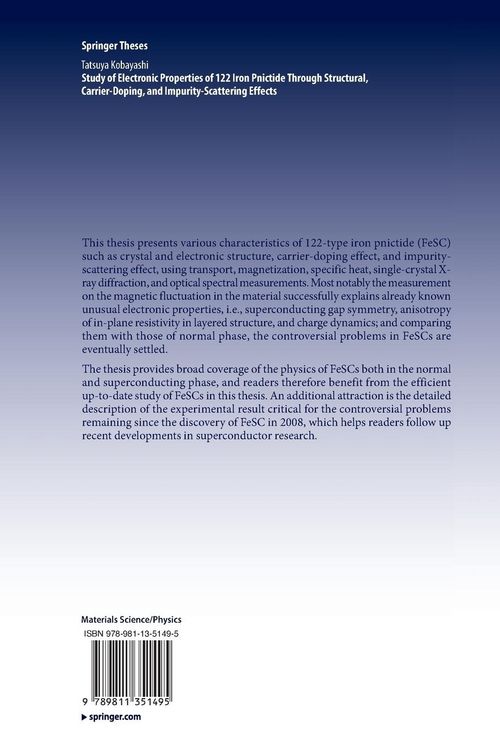 Produktbild: Study of Electronic Properties of 122 Iron Pnictide Through Structural, Carrier-Doping, and Impurity-Scattering Effects