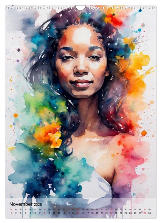 Produktbild: Aquarell-Frauenportr&auml;ts (Wandkalender 2026 DIN A3 hoch), CALVENDO Monatskalender