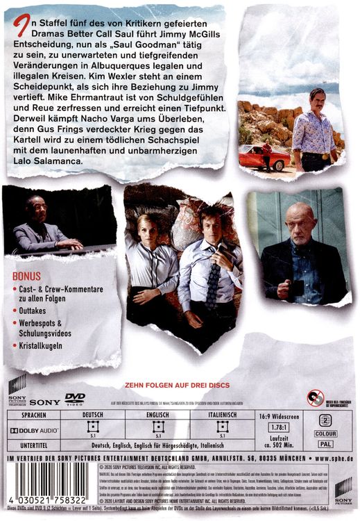 Produktbild: Better call Saul - Die komplette f&uuml;nfte Season [3 DVDs]