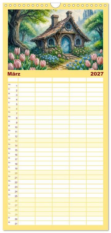 Produktbild: Familienplaner 2027 - Zauberhafte Feenh&auml;user - Wunderwelt der magischen Orte voller Fantasie mit 5 Spalten (Wandkalender, 21 x 45 cm) CALVENDO