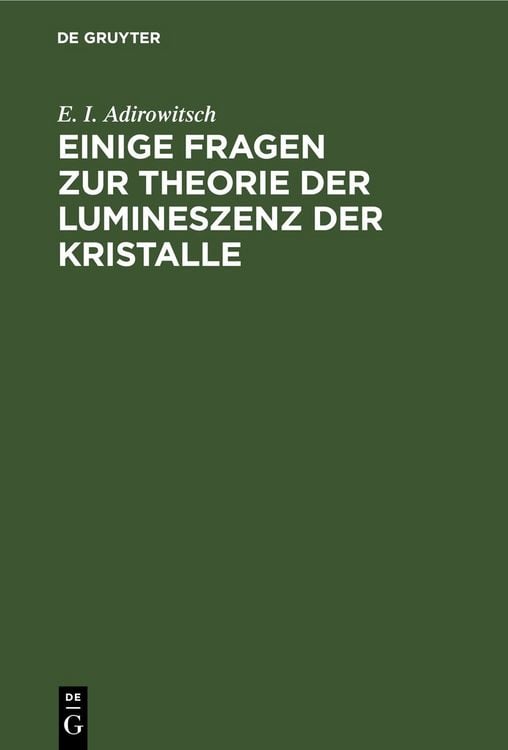 Produktbild: Einige Fragen zur Theorie der Lumineszenz der Kristalle