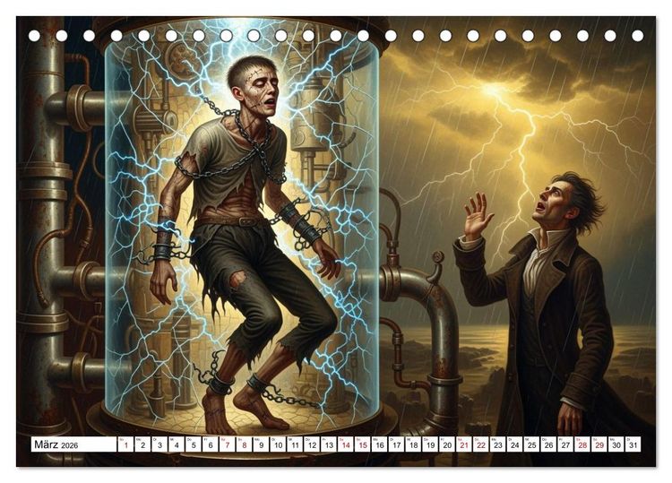 Produktbild: Victor Frankenstein und seine Sch&ouml;pfung (Tischkalender 2026 DIN A5 quer), CALVENDO Monatskalender