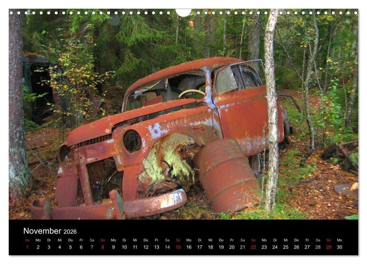 Produktbild: Schrottautos im Kyrk&ouml; Mosse (Wandkalender 2026 DIN A3 quer), CALVENDO Monatskalender