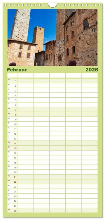 Produktbild: Familienplaner 2026 - Impressionen aus San Gimignano mit 5 Spalten (Wandkalender, 21 x 45 cm) CALVENDO
