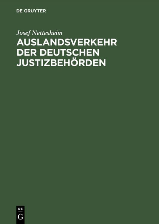 Produktbild: Auslandsverkehr der deutschen Justizbeh&ouml;rden
