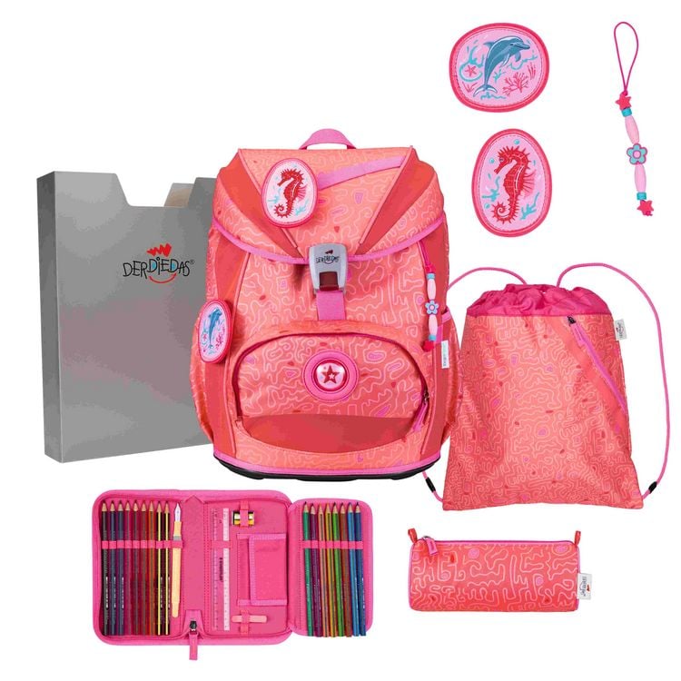 Produktbild: DerDieDas Schulranzen Set ErgoFlex Light Superflash, Schulranzen Set, 5tlg, Coral Reef