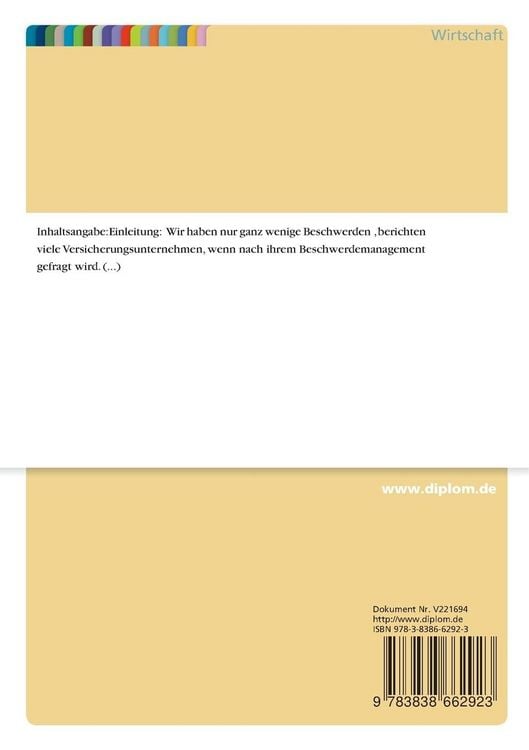 Produktbild: Beschwerdemanagement in der Versicherungsbranche