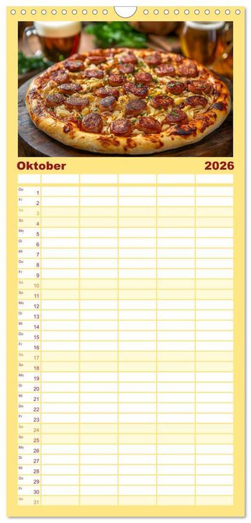 Produktbild: Familienplaner 2026 - Pizza geht immer - Zu jeder Jahreszeit mit 5 Spalten (Wandkalender, 21 x 45 cm) CALVENDO