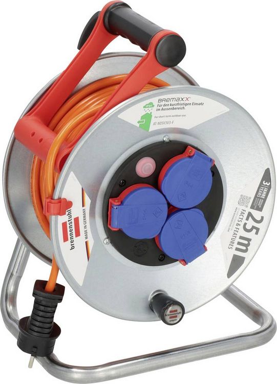 Produktbild: Brennenstuhl 1198740 Kabeltrommel 25 m Orange Schutzkontakt-Stecker