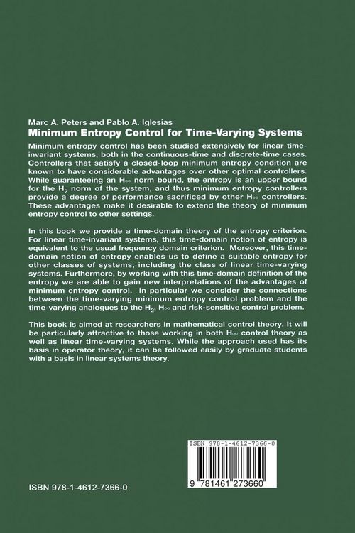 Produktbild: Minimum Entropy Control for Time-Varying Systems