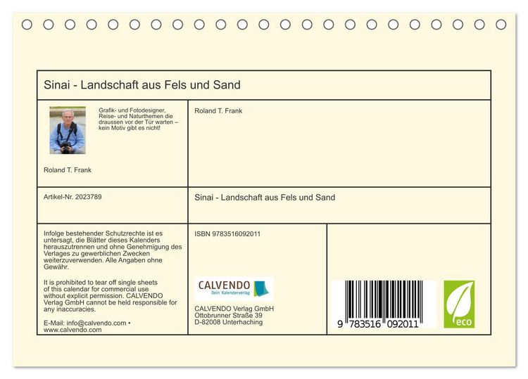Produktbild: Sinai - Landschaft aus Fels und Sand (Tischkalender 2026 DIN A5 quer), CALVENDO Monatskalender