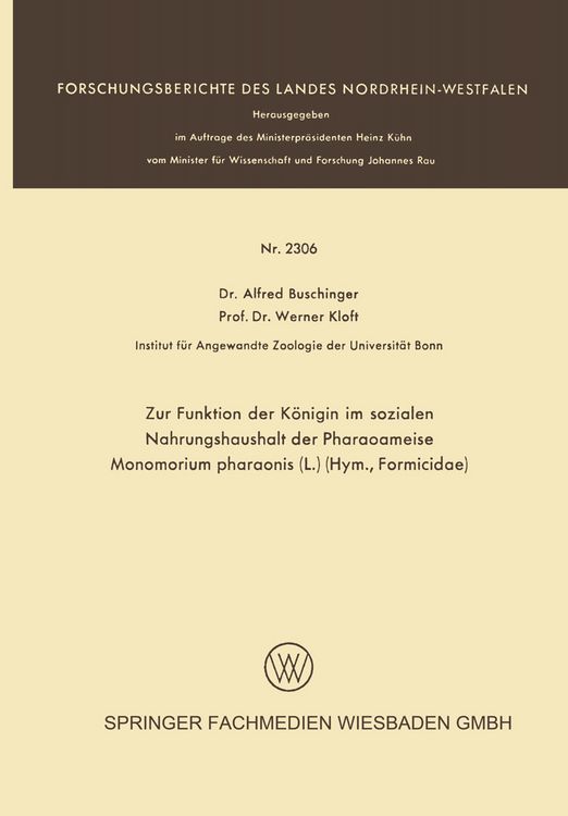 Produktbild: Zur Funktion der K&ouml;nigin im sozialen Nahrungshaushalt der Pharaoameise Monomorium pharaonis (L.) (Hym., Formicidae)