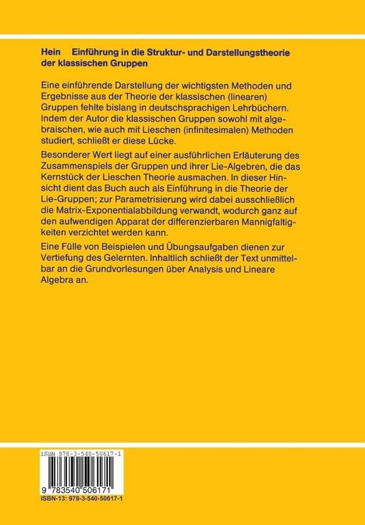 Produktbild: Einf&uuml;hrung in die Struktur- und Darstellungstheorie der klassischen Gruppen