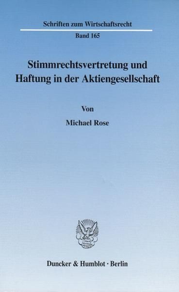 Produktbild: Stimmrechtsvertretung und Haftung in der Aktiengesellschaft.