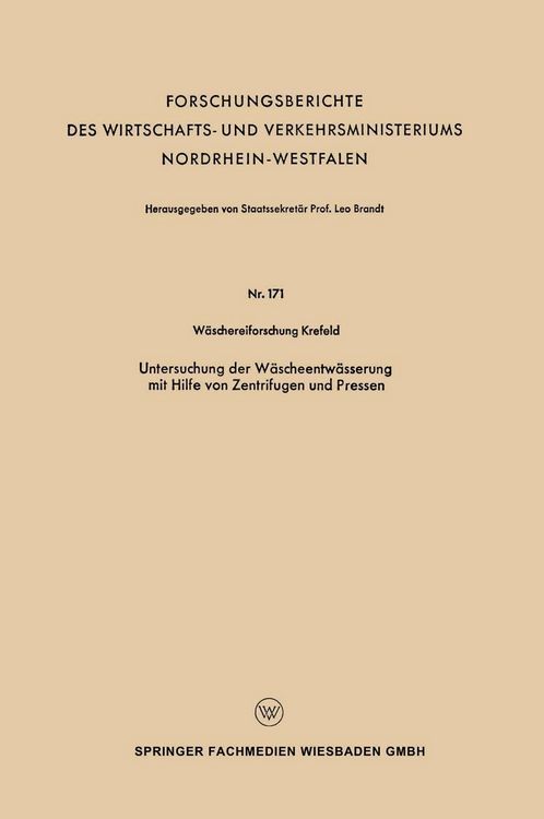 Produktbild: Untersuchung der W&auml;scheentw&auml;sserung mit Hilfe von Zentrifugen und Pressen