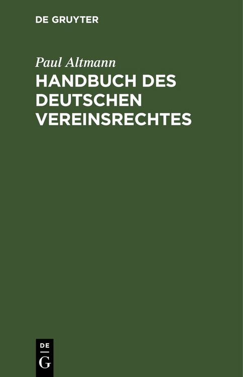 Produktbild: Handbuch des deutschen Vereinsrechtes