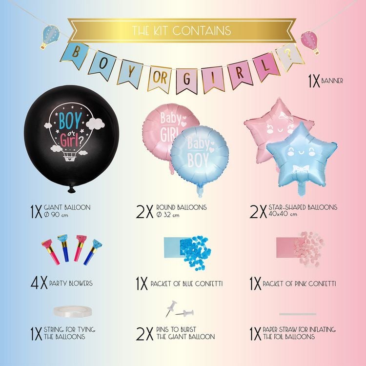 Produktbild: Legami Gender Reveal Party Kit - Pink Or Blue, We Love You