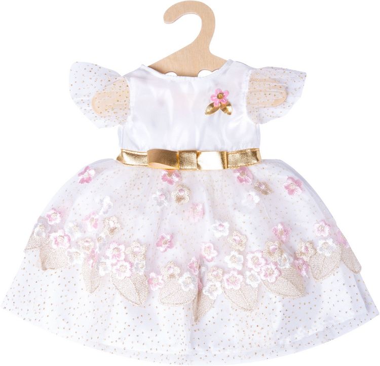 Produktbild: Puppen-Prinzessinnenkleid Kirschbl&uuml;te mit goldener Krone, Gr. 28-35 c